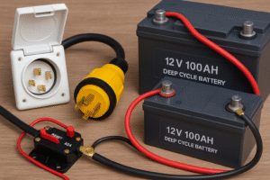 rv electrical, power chord and battery