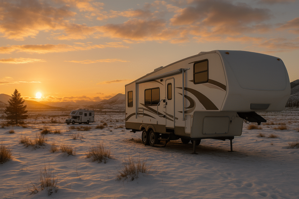 5th wheel camper in winter