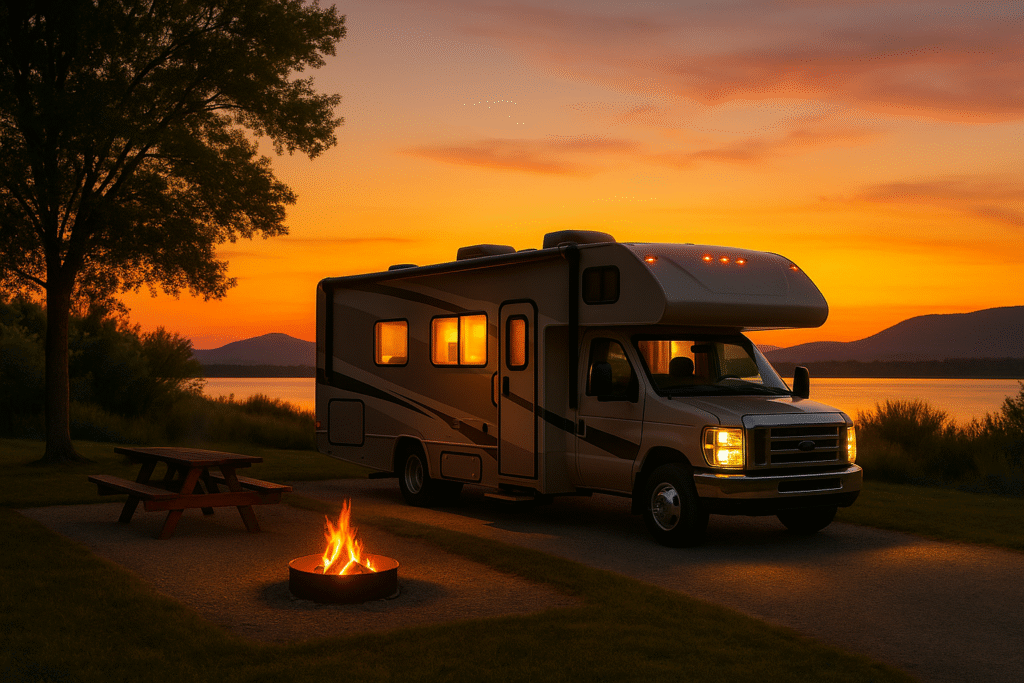 class c RV at night