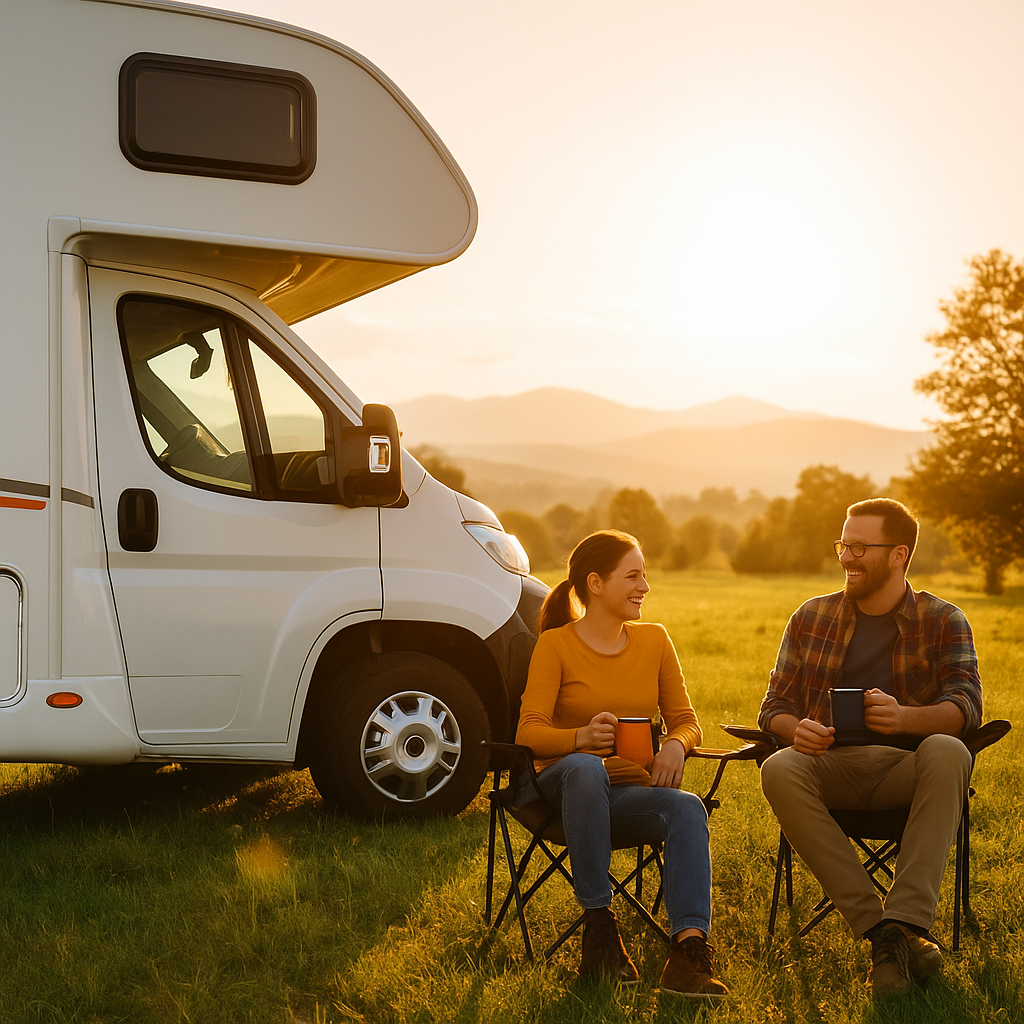 campers in front of RV