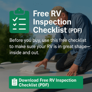 man inspecting roof, cover pagr for free RV inspection checklist