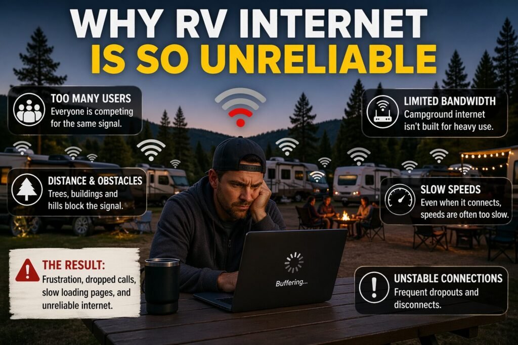 rv internet problems weak wifi signal at crowded campground slow connection