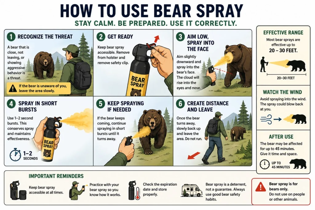 best bear spray for rv camping diagram showing step by step how to use bear spray safely near rv campsite