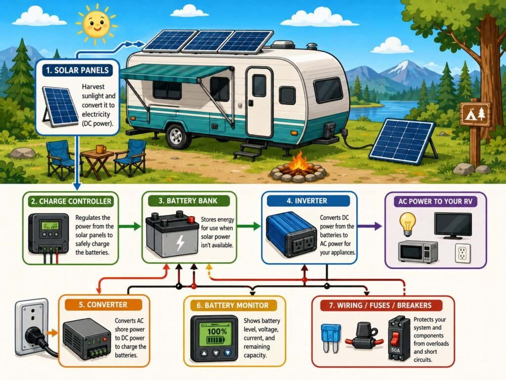 RV Solar Basics Explained: How RV Solar Power Works RV guide image